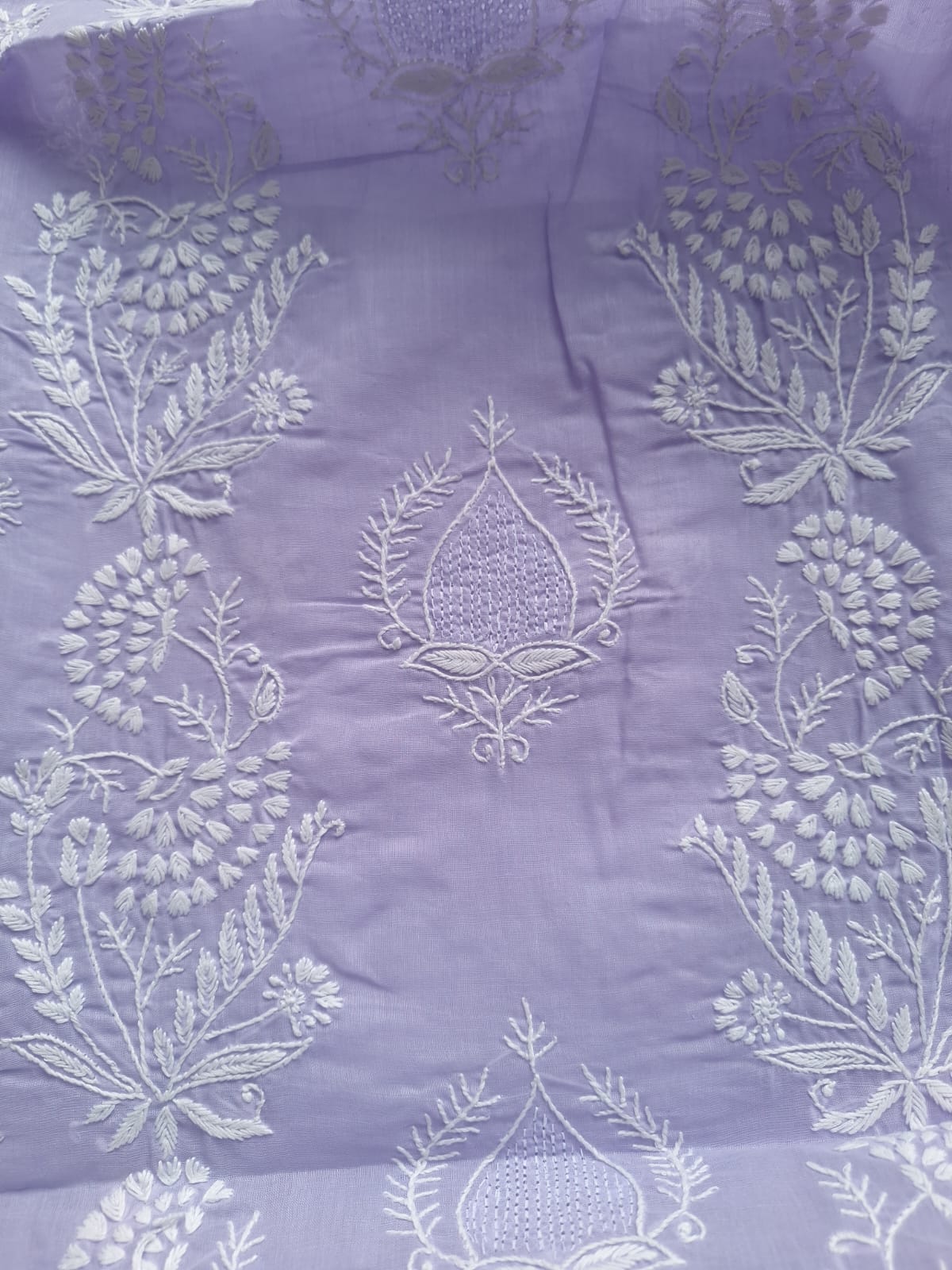 Lavender Cotton kurta fabric with handwork