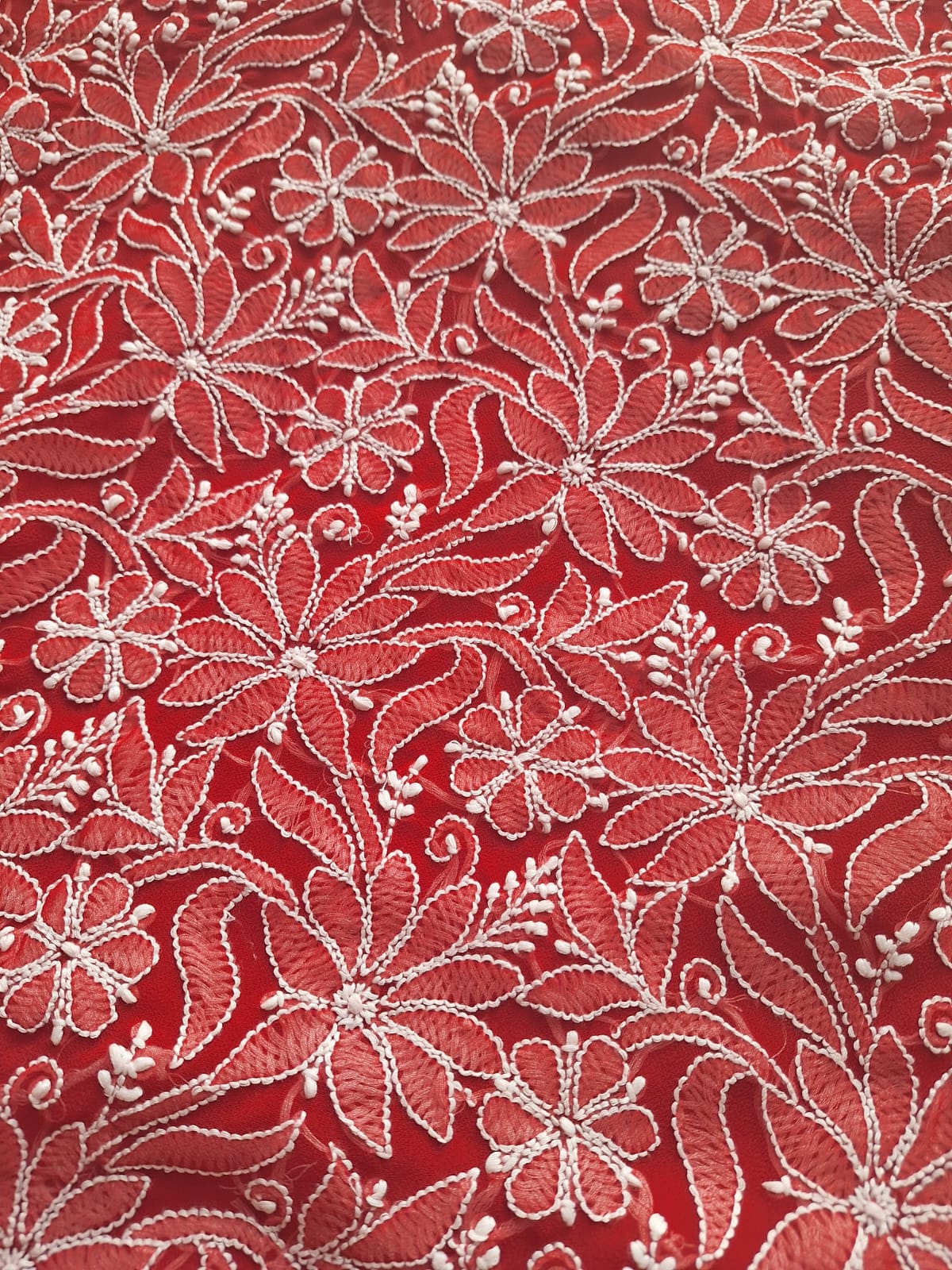 Deep Red Georgette Hand embroidered Full suit