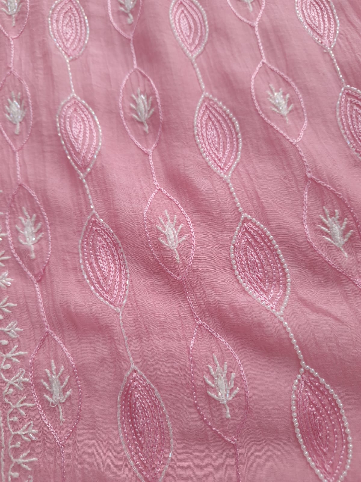 Baby Pink Mul chanderi Semistitched Kurta and dupatta set with add on