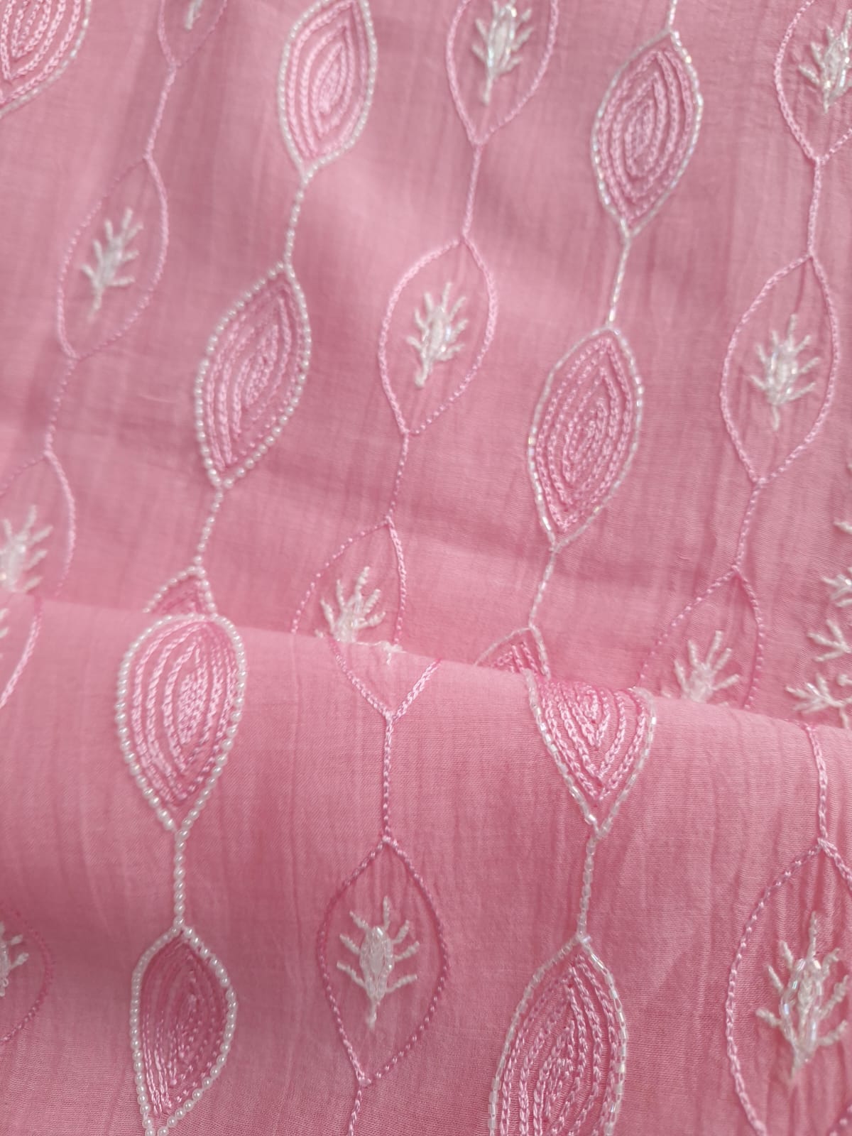 Baby Pink Mul chanderi Semistitched Kurta and dupatta set with add on