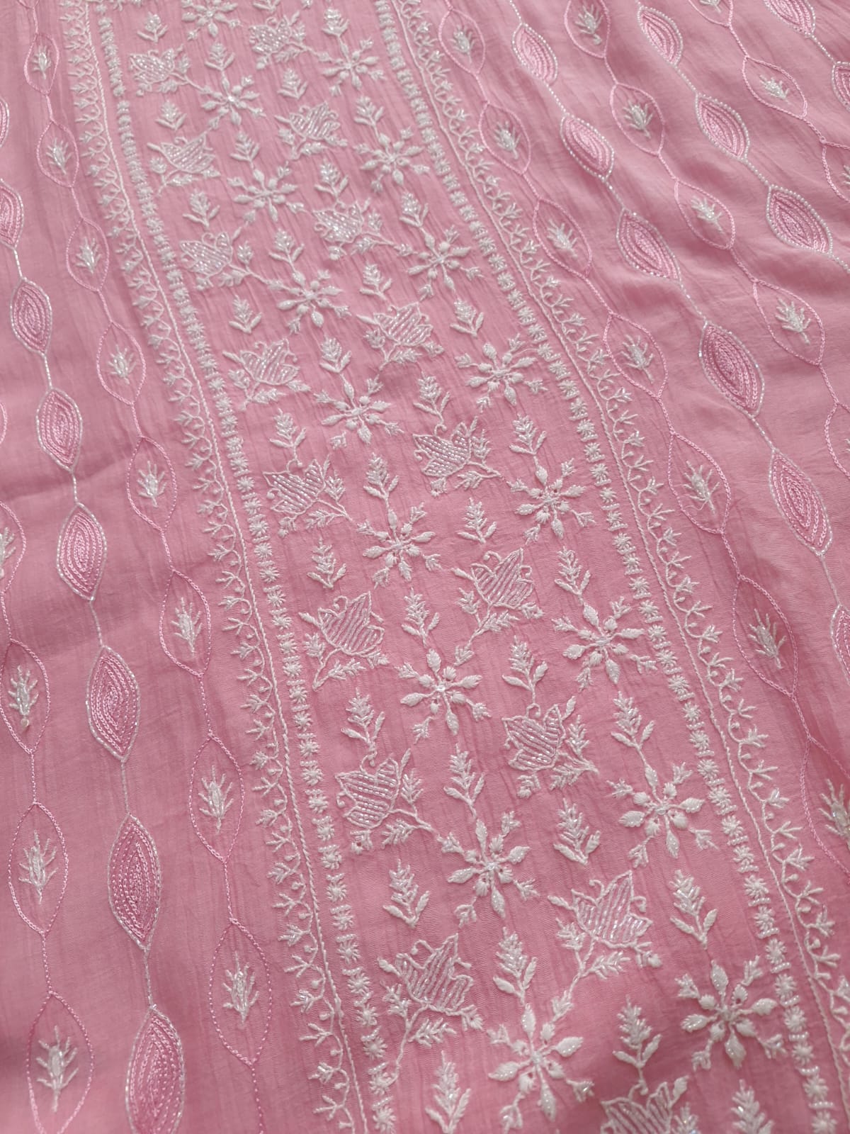 Baby Pink Mul chanderi Semistitched Kurta and dupatta set with add on