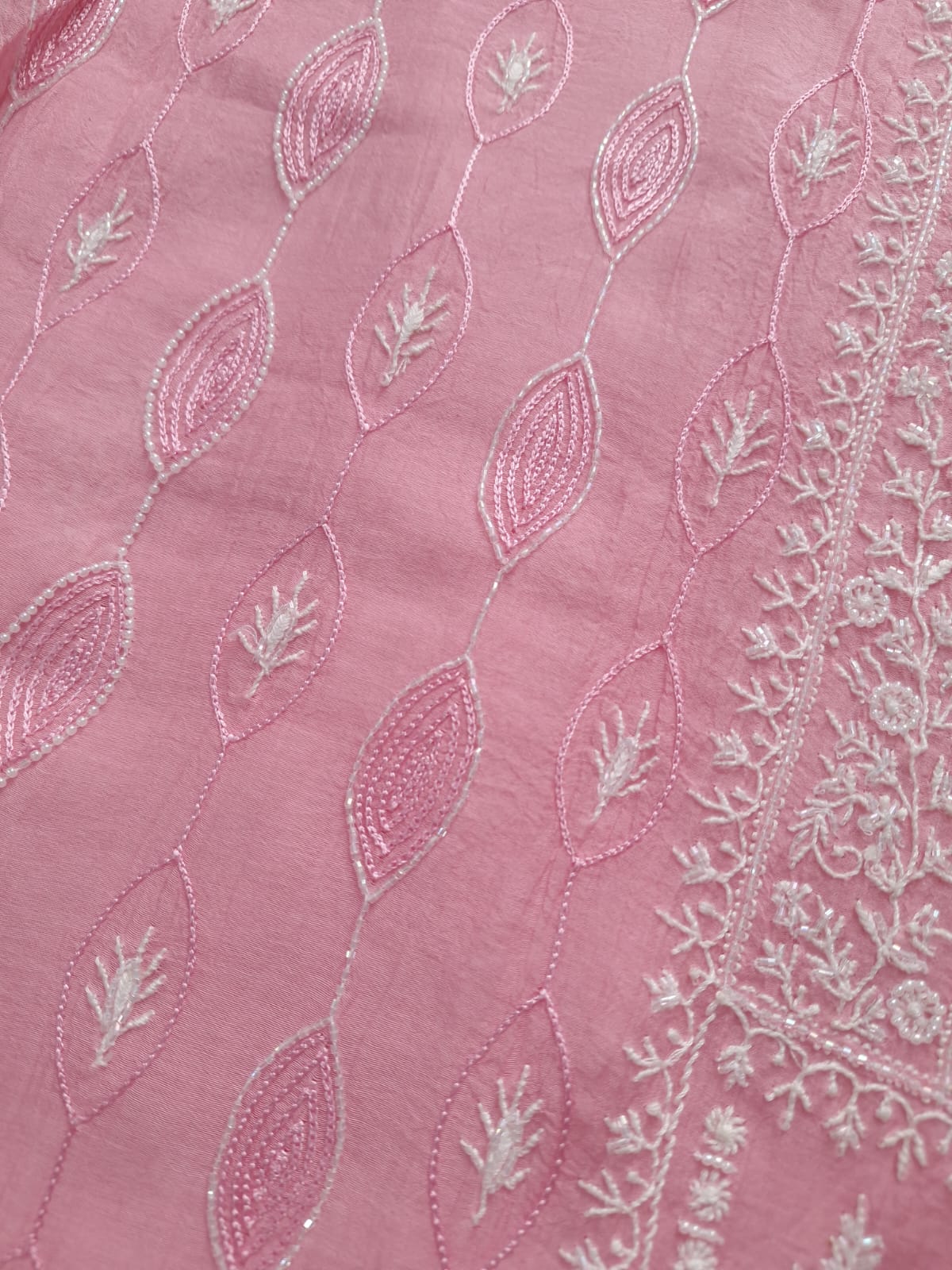 Baby Pink Mul chanderi Semistitched Kurta and dupatta set with add on