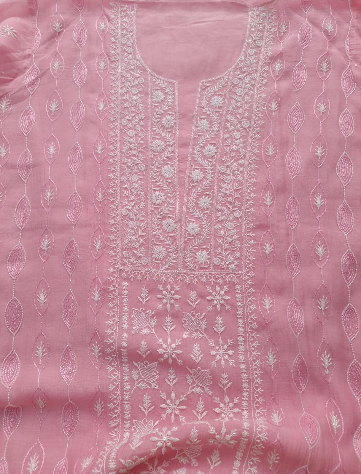 Baby Pink Mul chanderi Semistitched Kurta and dupatta set with add on