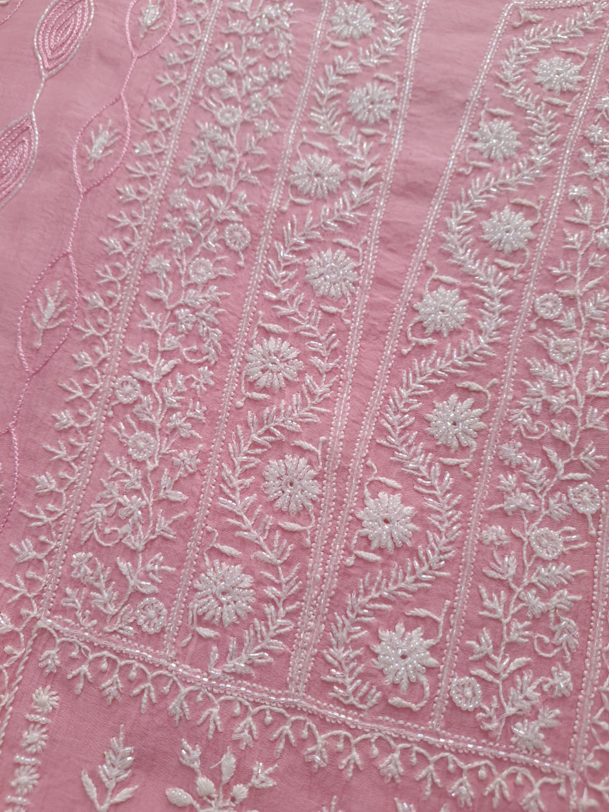 Baby Pink Mul chanderi Semistitched Kurta and dupatta set with add on