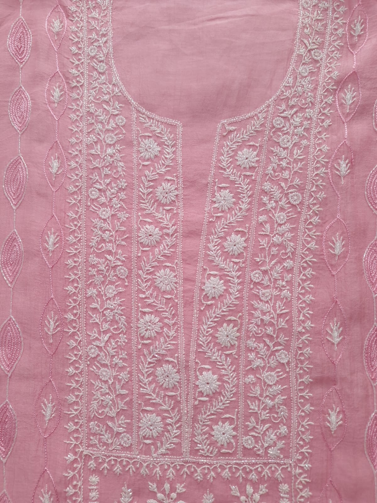Baby Pink Mul chanderi Semistitched Kurta and dupatta set with add on