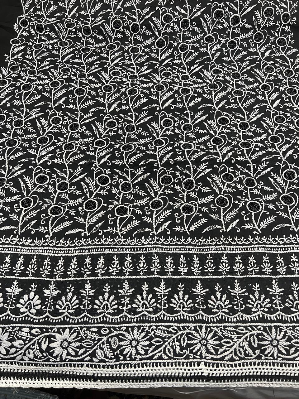 Black and White Hand embroidered set with add on