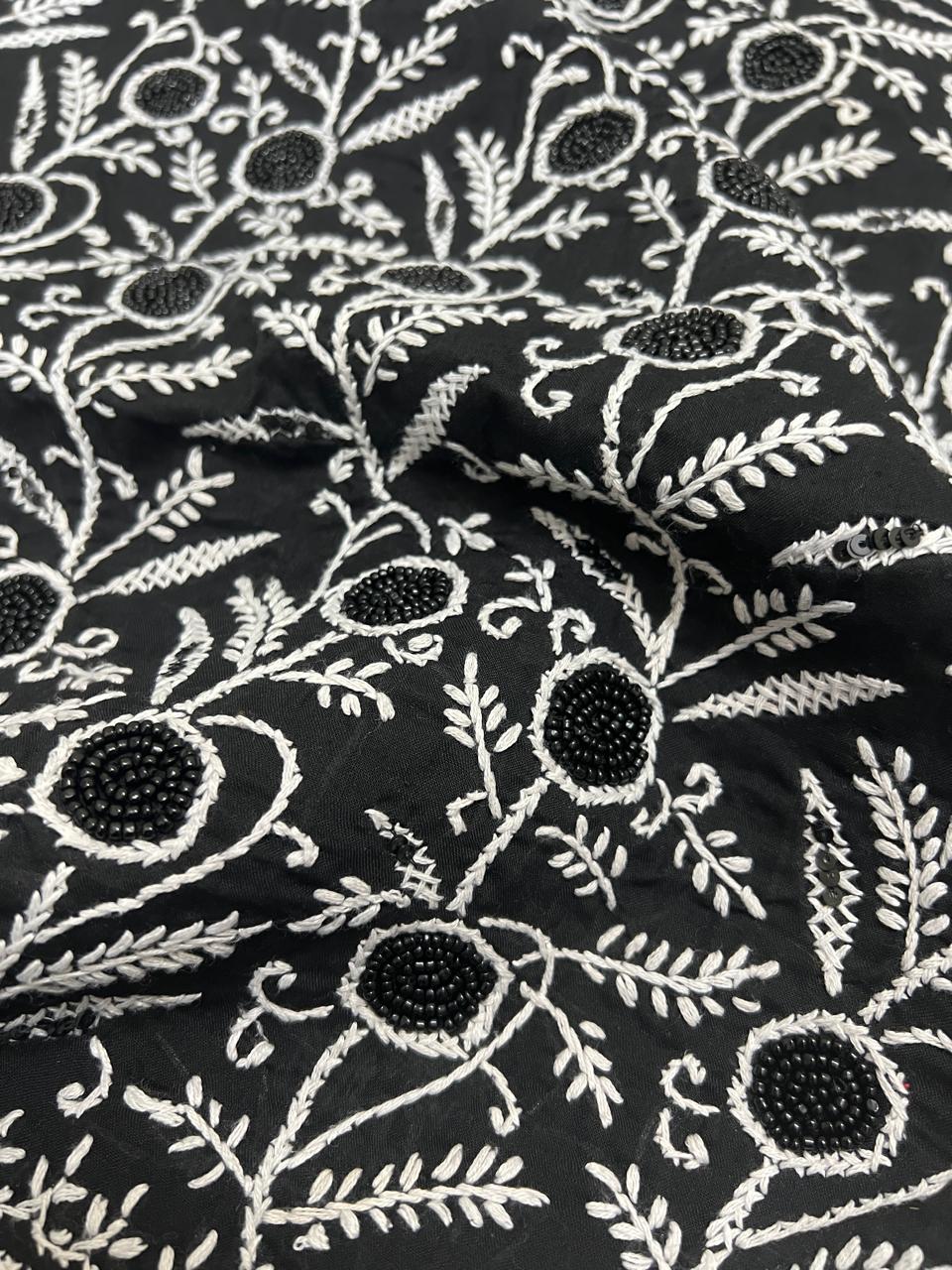 Black and White Hand embroidered set with add on