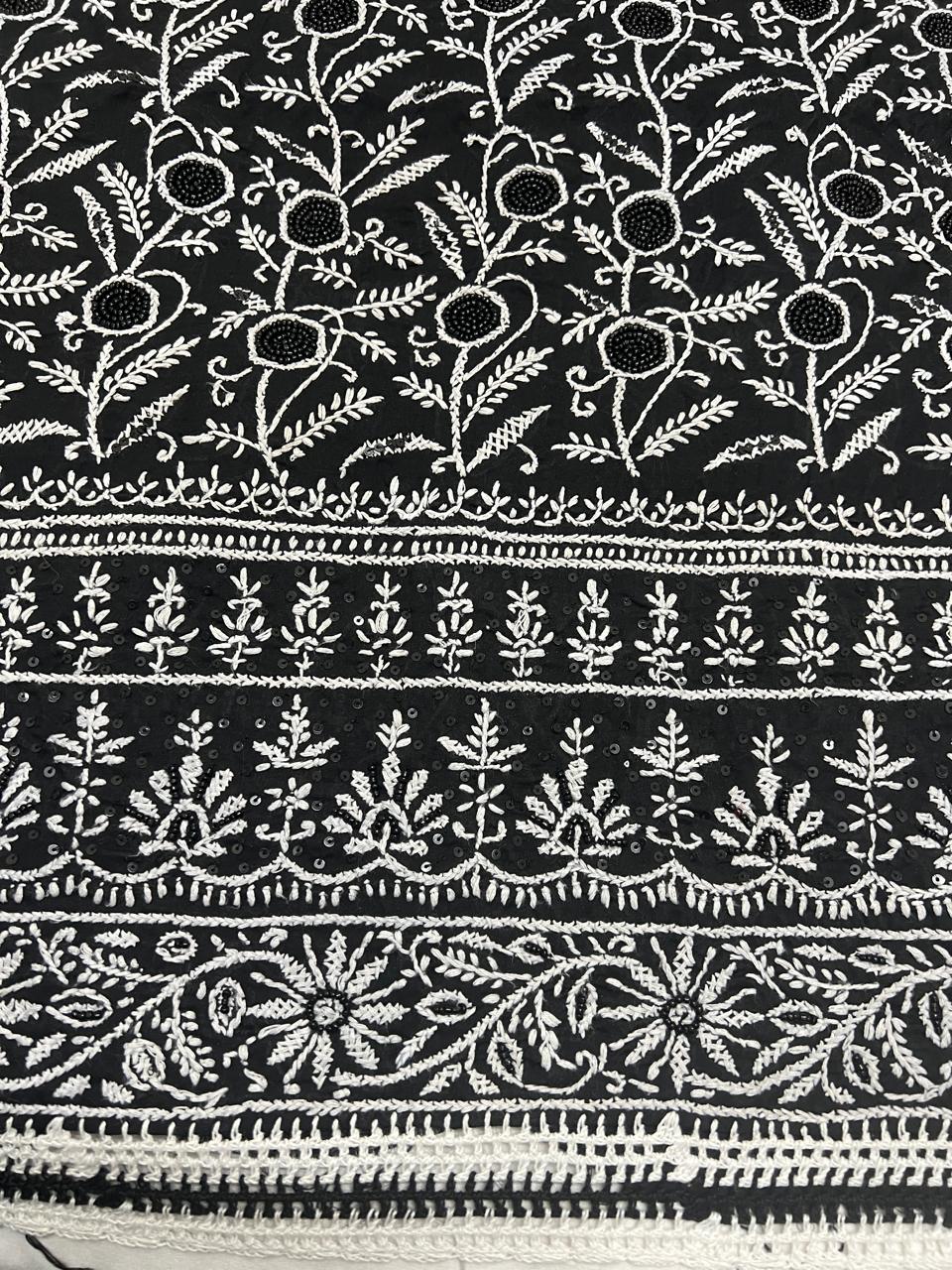 Black and White Hand embroidered set with add on
