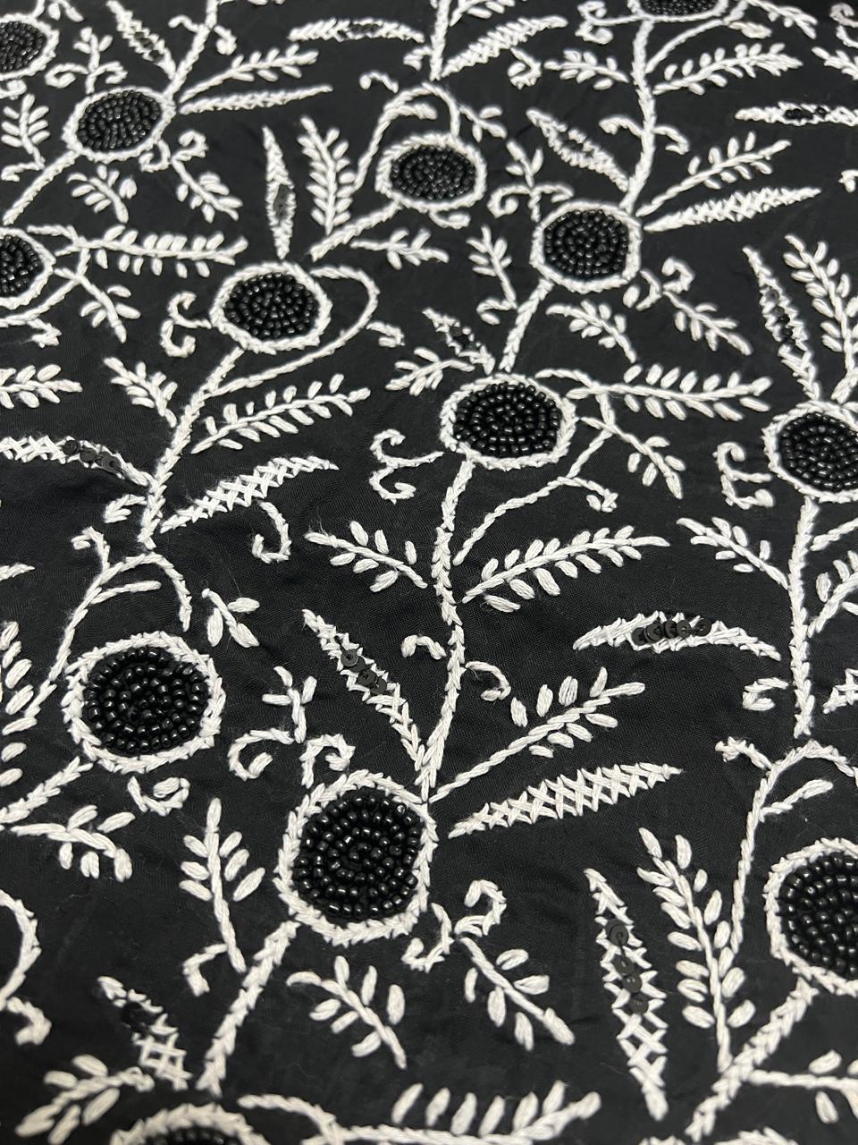 Black and White Hand embroidered set with add on