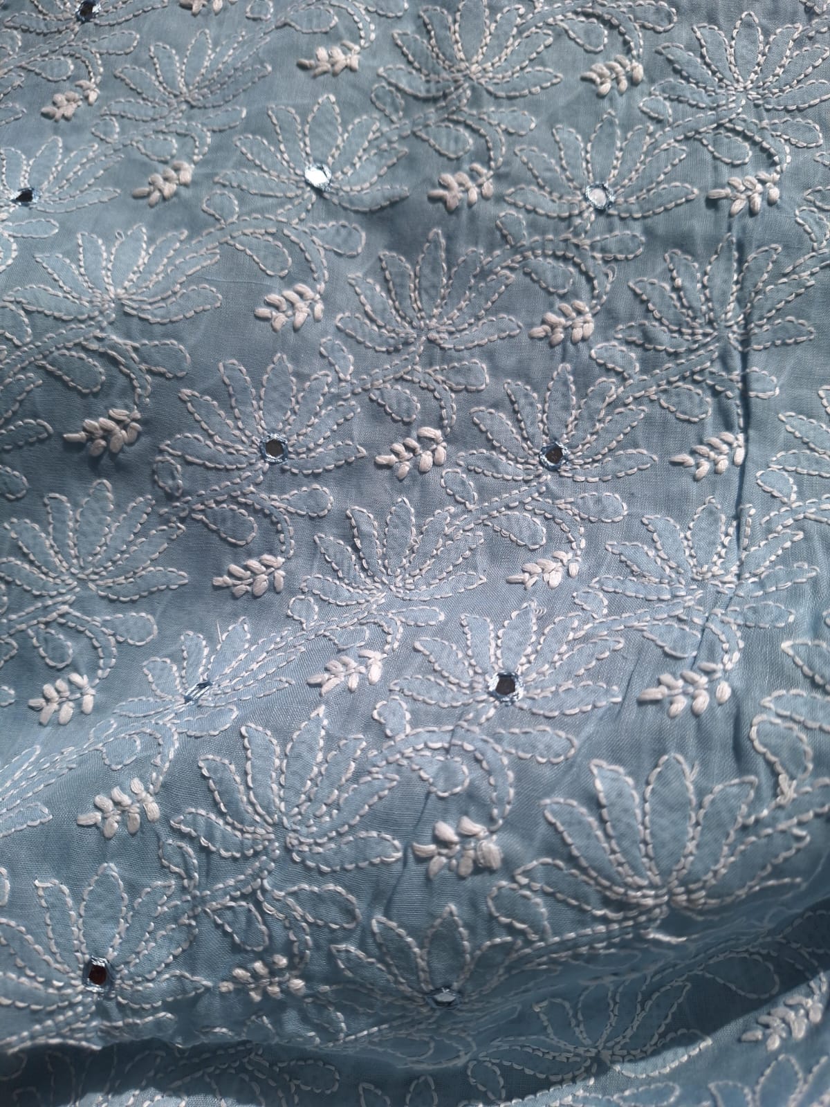 Grey Cotton Hand Crafted Kurta with Mirrors