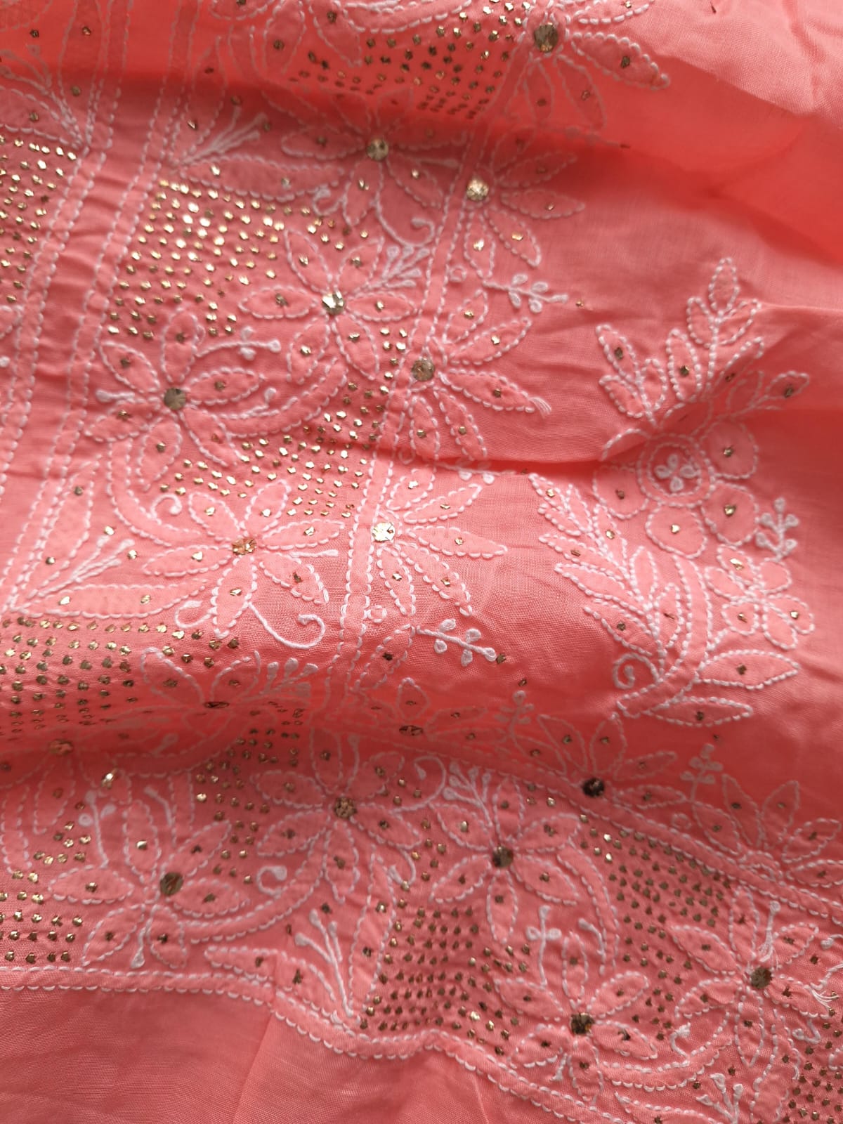 Coral Pink Kurta with Heavy Mukaish