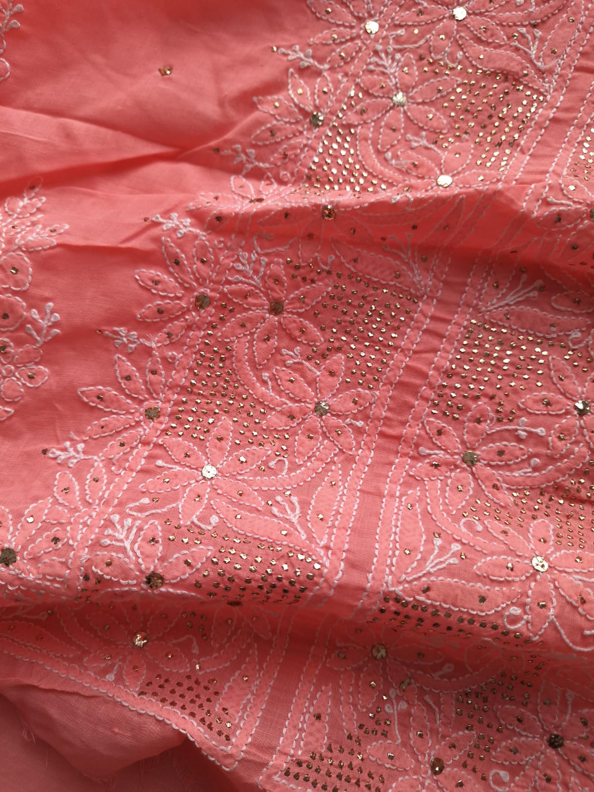 Coral Pink Kurta with Heavy Mukaish