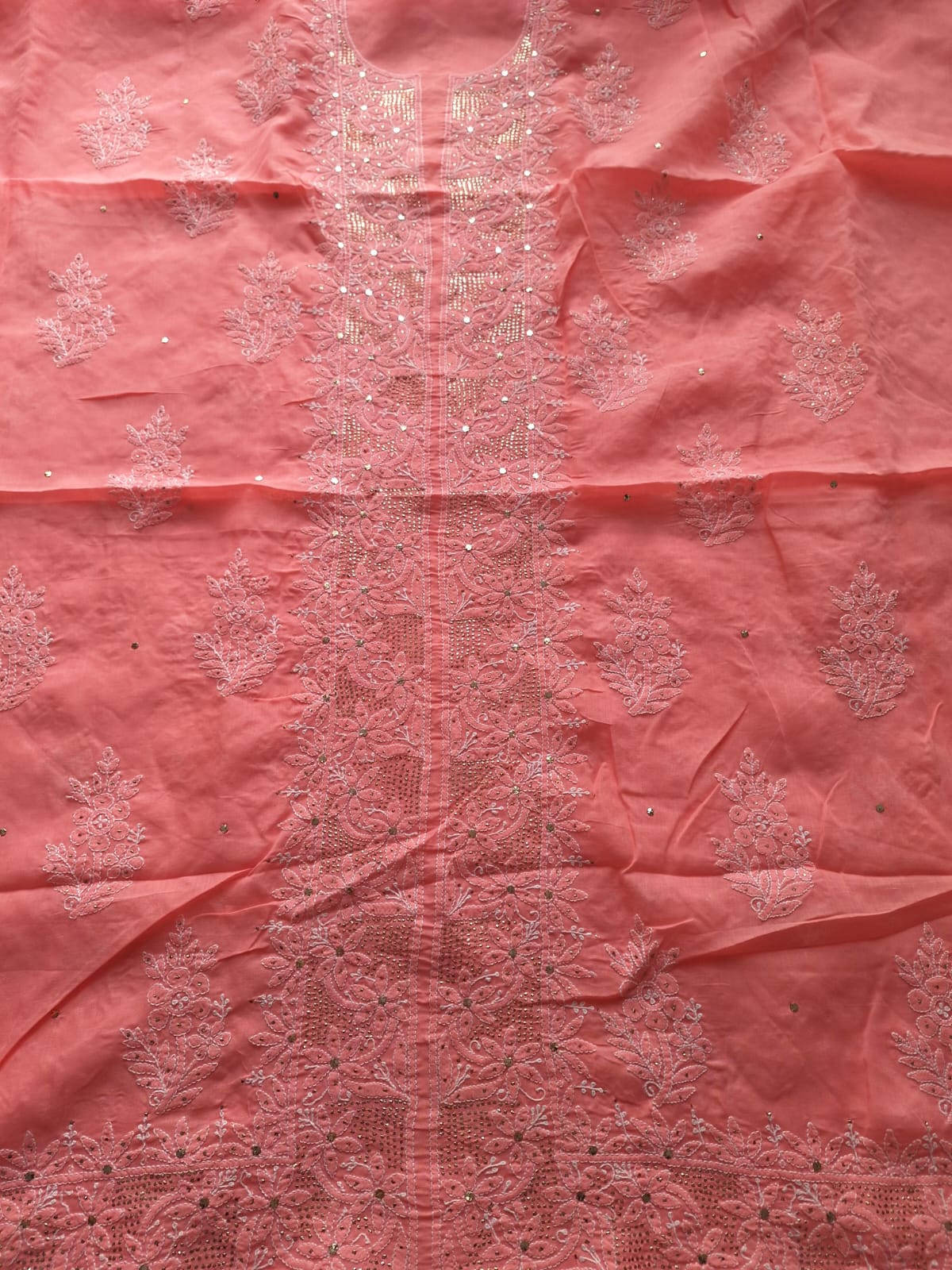 Coral Pink Kurta with Heavy Mukaish