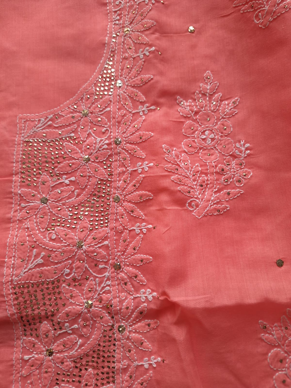 Coral Pink Kurta with Heavy Mukaish