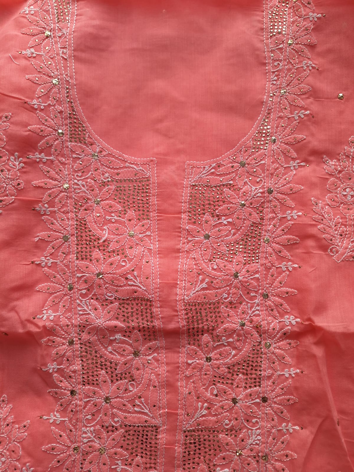 Coral Pink Kurta with Heavy Mukaish