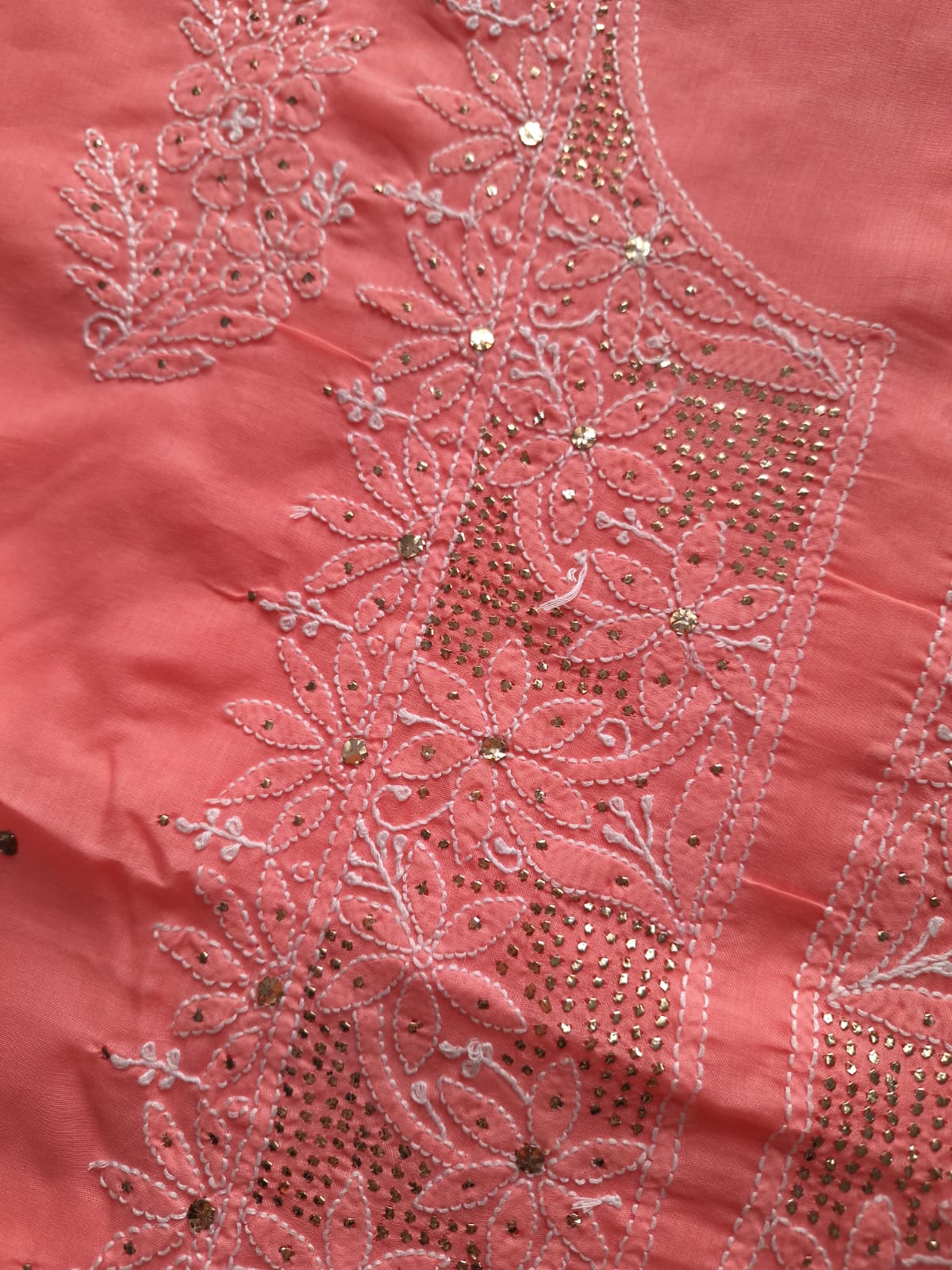 Coral Pink Kurta with Heavy Mukaish
