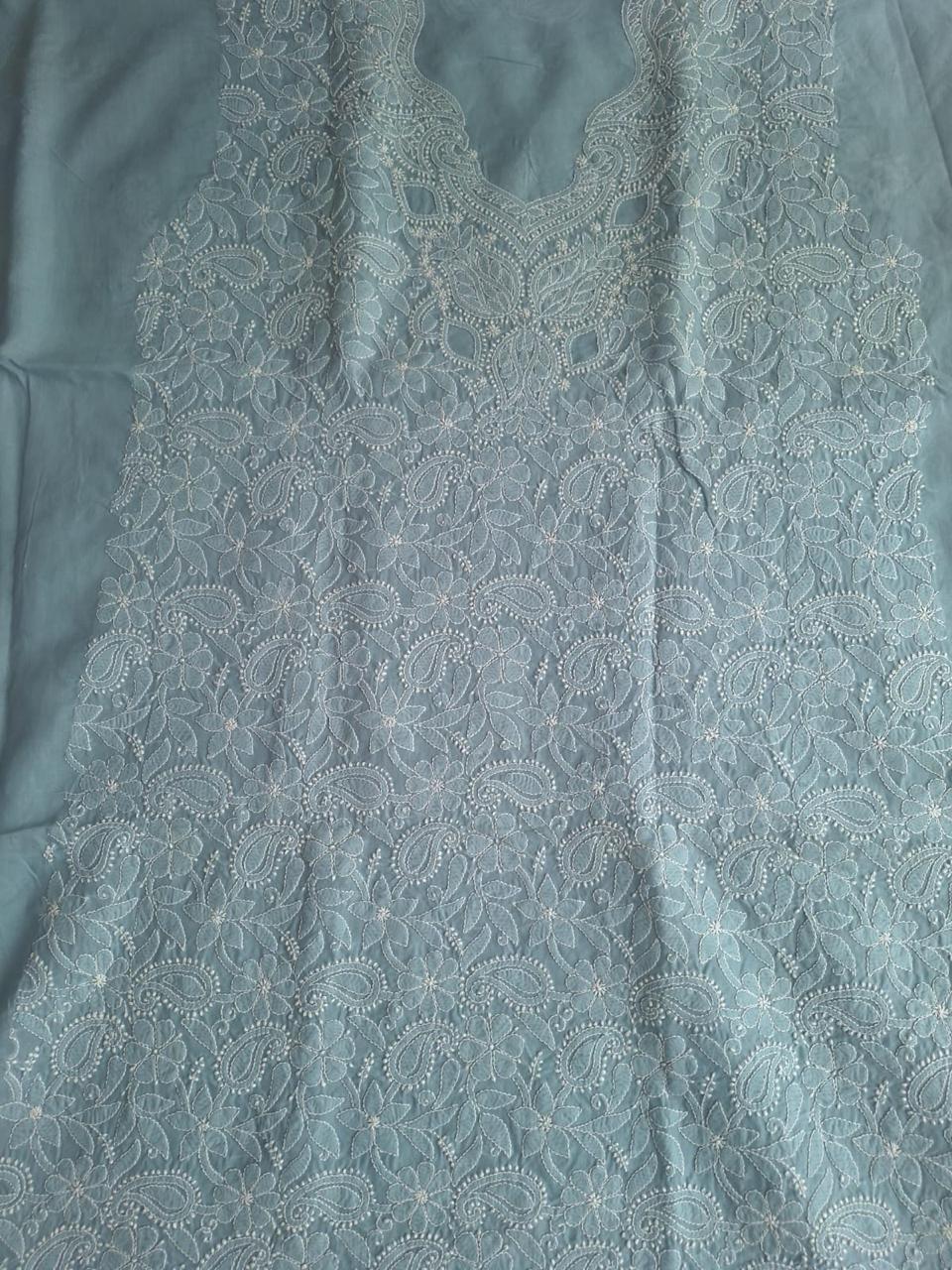 Grey Cotton Hand Embroidered kurta