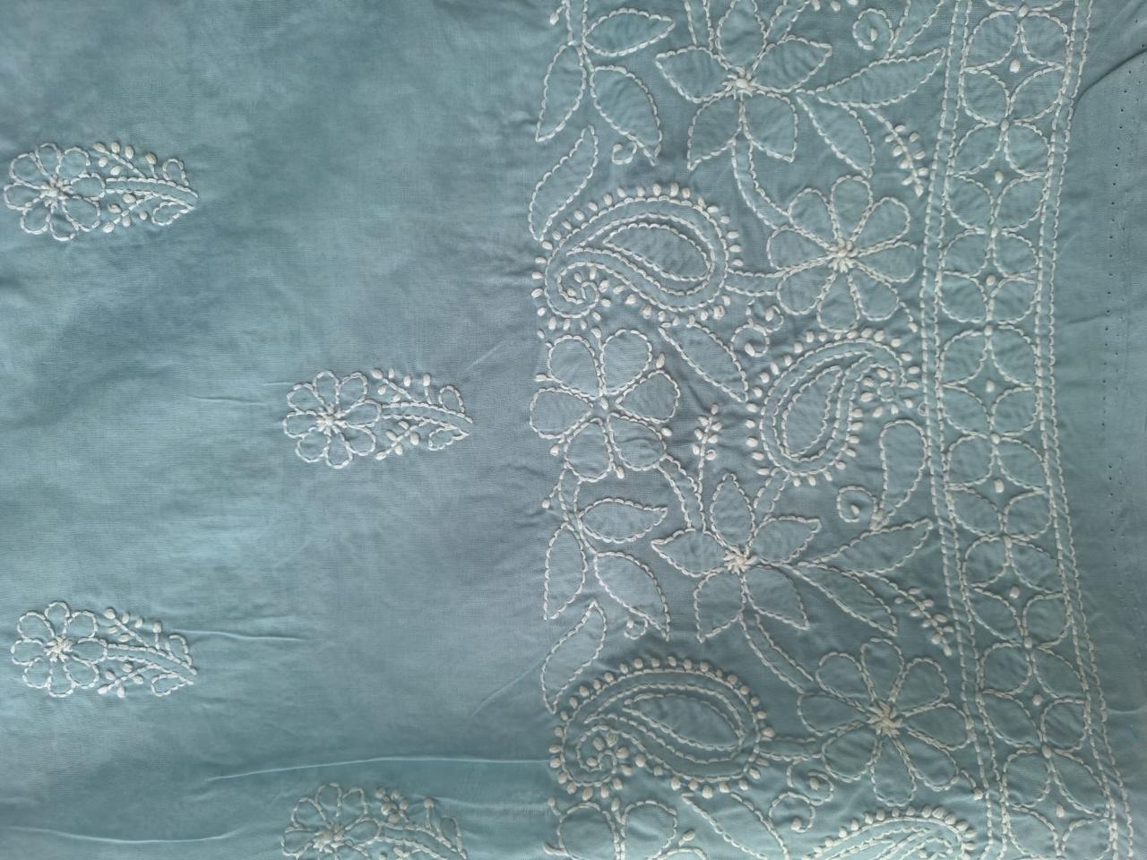 Grey Cotton Hand Embroidered kurta