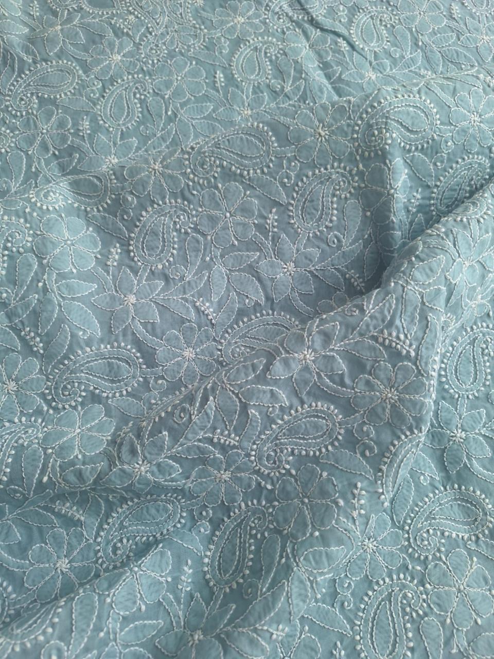 Grey Cotton Hand Embroidered kurta