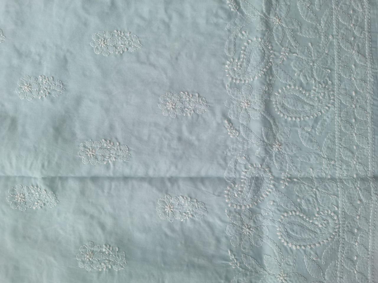 Pastel Se Green Hand embroidered kurta Material