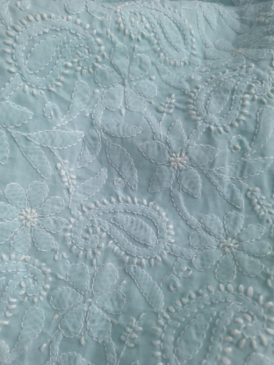 Pastel Se Green Hand embroidered kurta Material