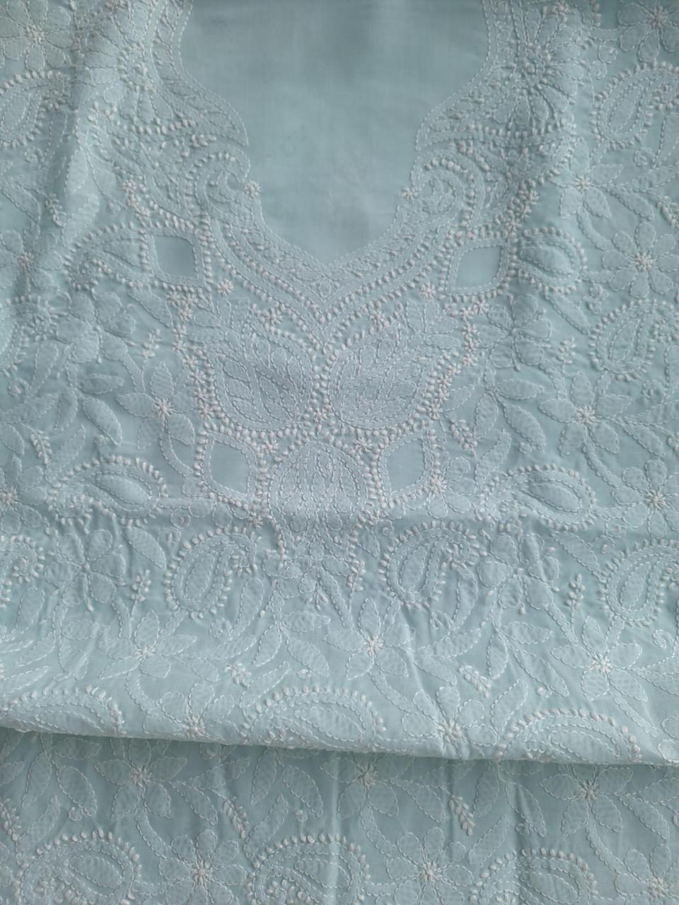 Pastel Se Green Hand embroidered kurta Material