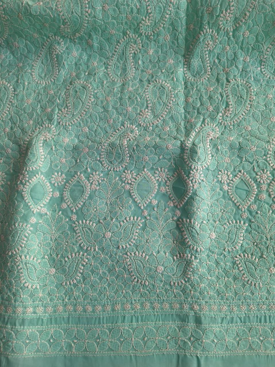 Sea Green Hand embroidered Kurta Fabric
