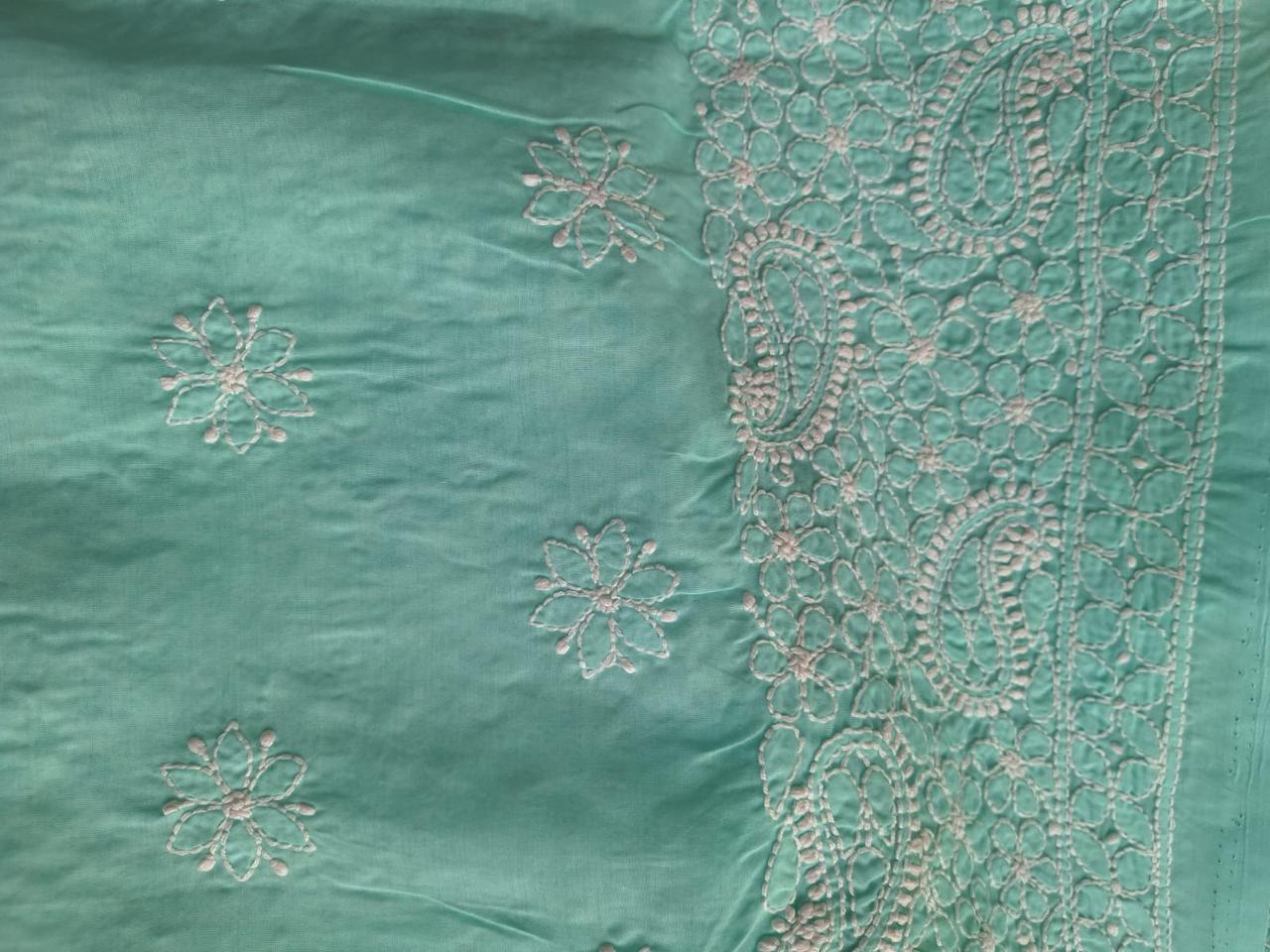 Sea Green Hand embroidered Kurta Fabric