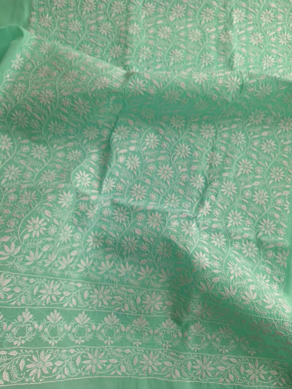 Sea Green Fine handwork chikan Kurta