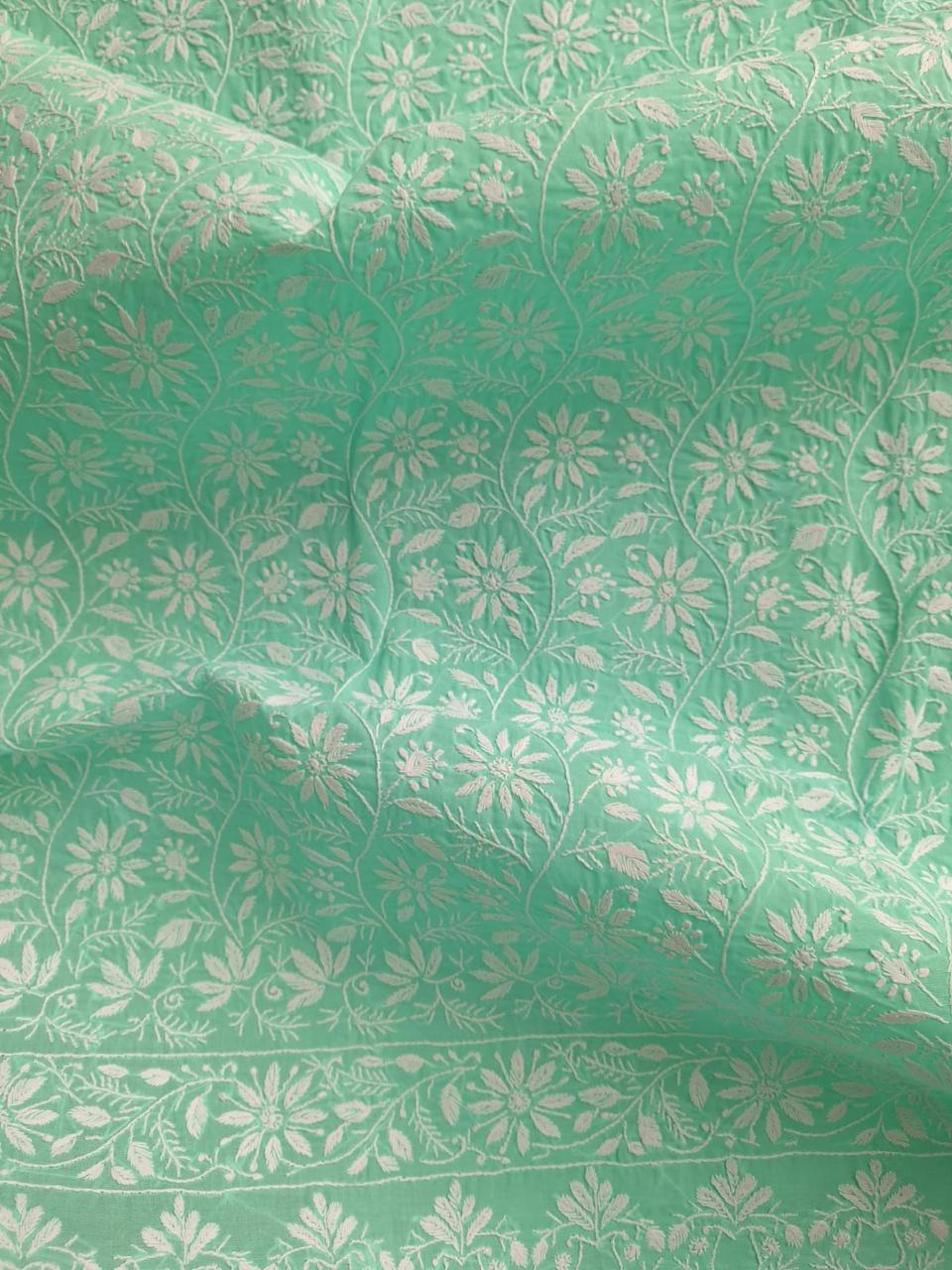 Sea Green Fine handwork chikan Kurta