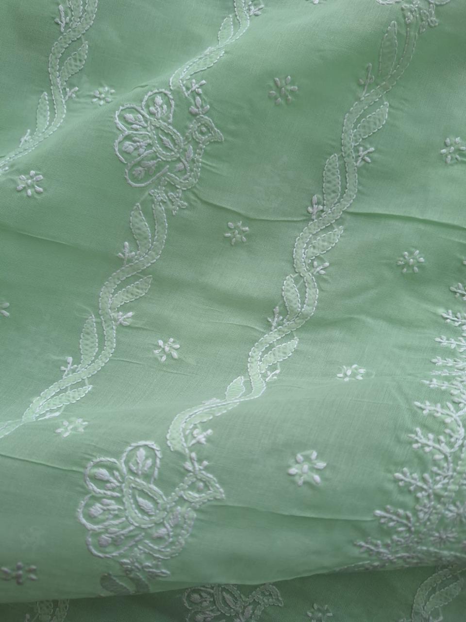 Sage Green Cotton kurta with embroidered Motifs