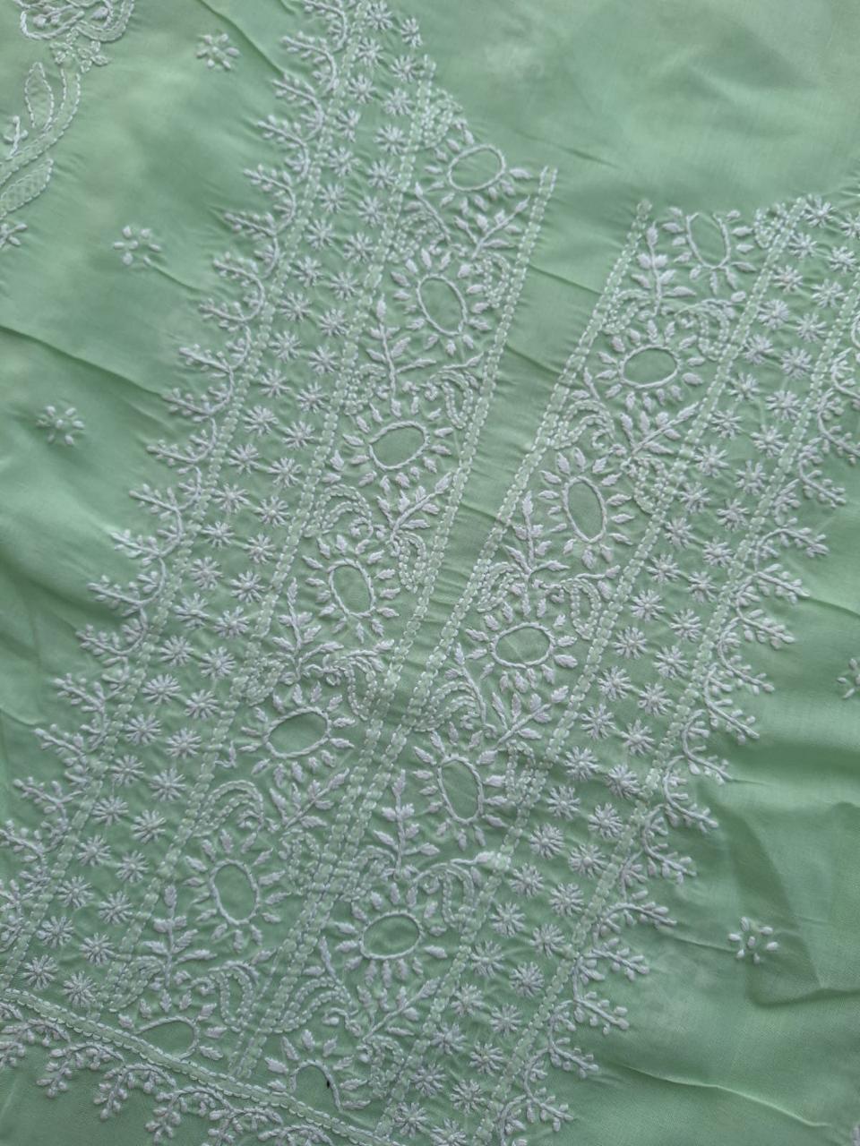 Sage Green Cotton kurta with embroidered Motifs