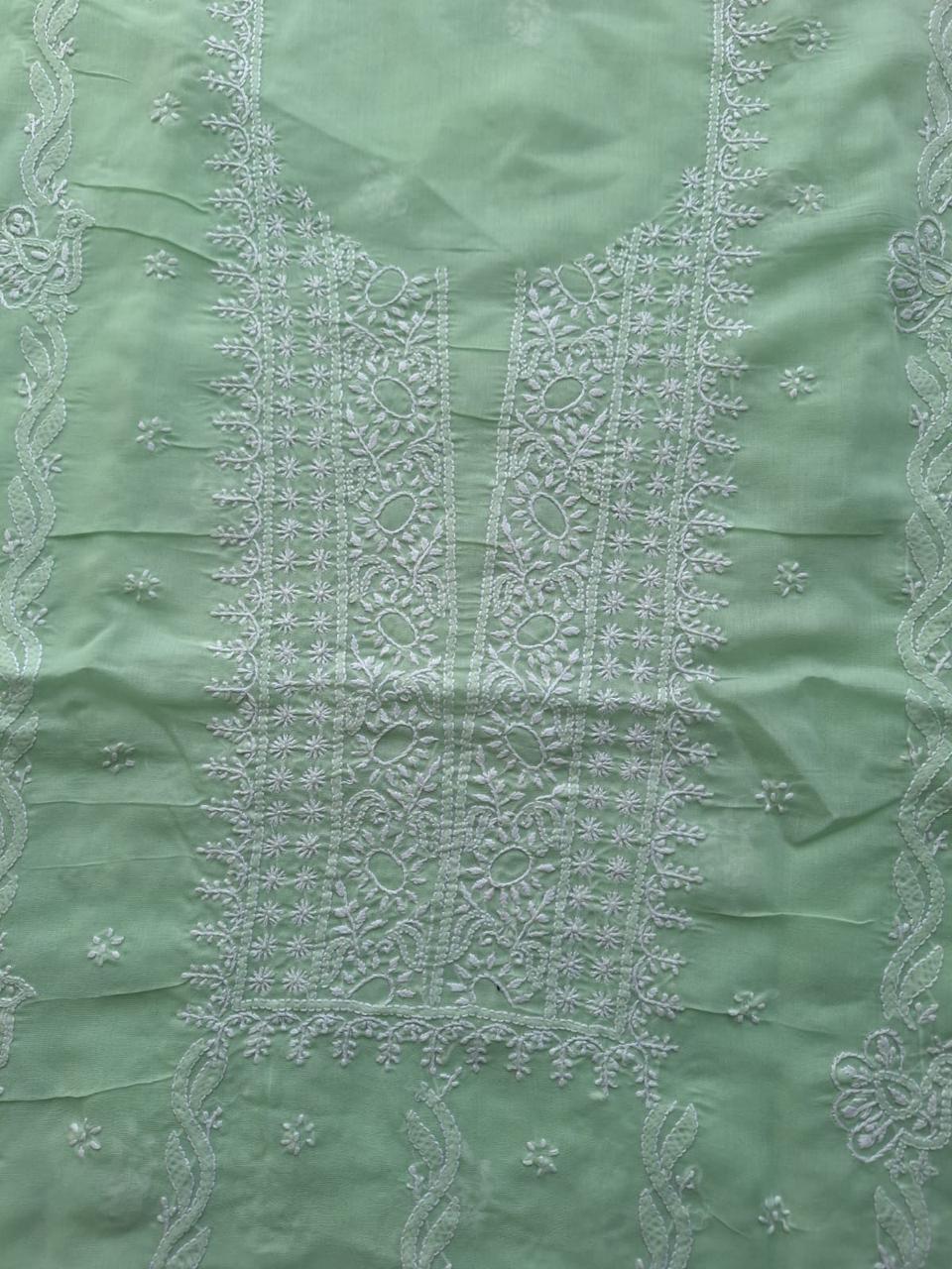 Sage Green Cotton kurta with embroidered Motifs