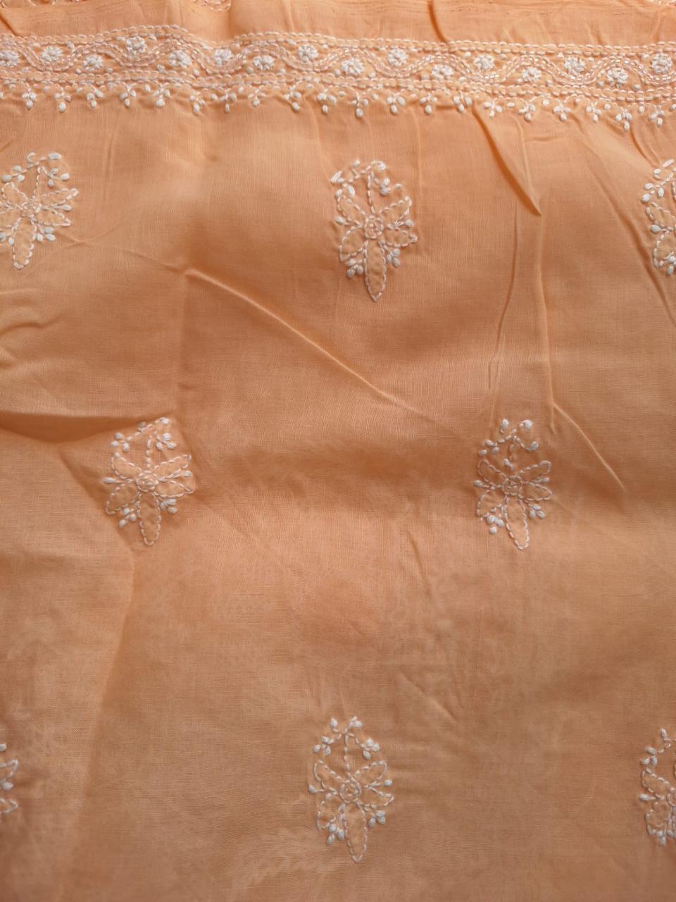 Peach Cotton Kurta with handwork and pearl