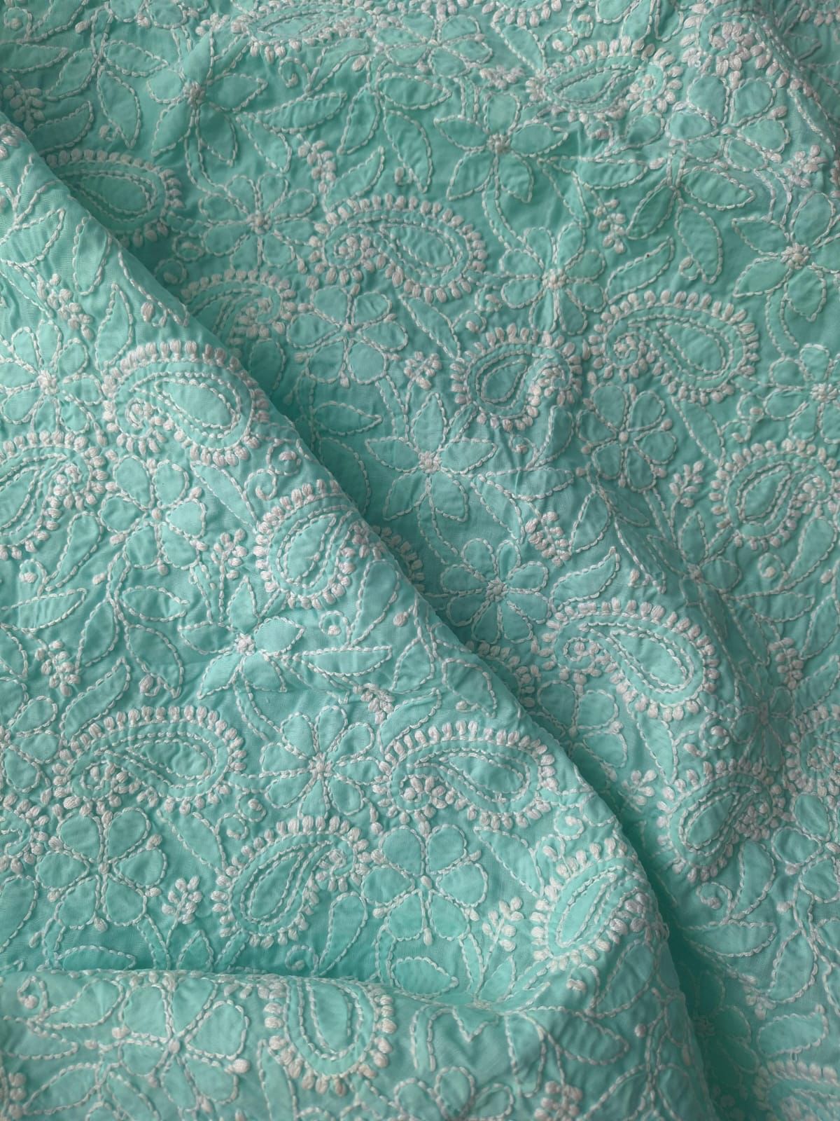 Sea Green Hand Embroidered Kurta Material