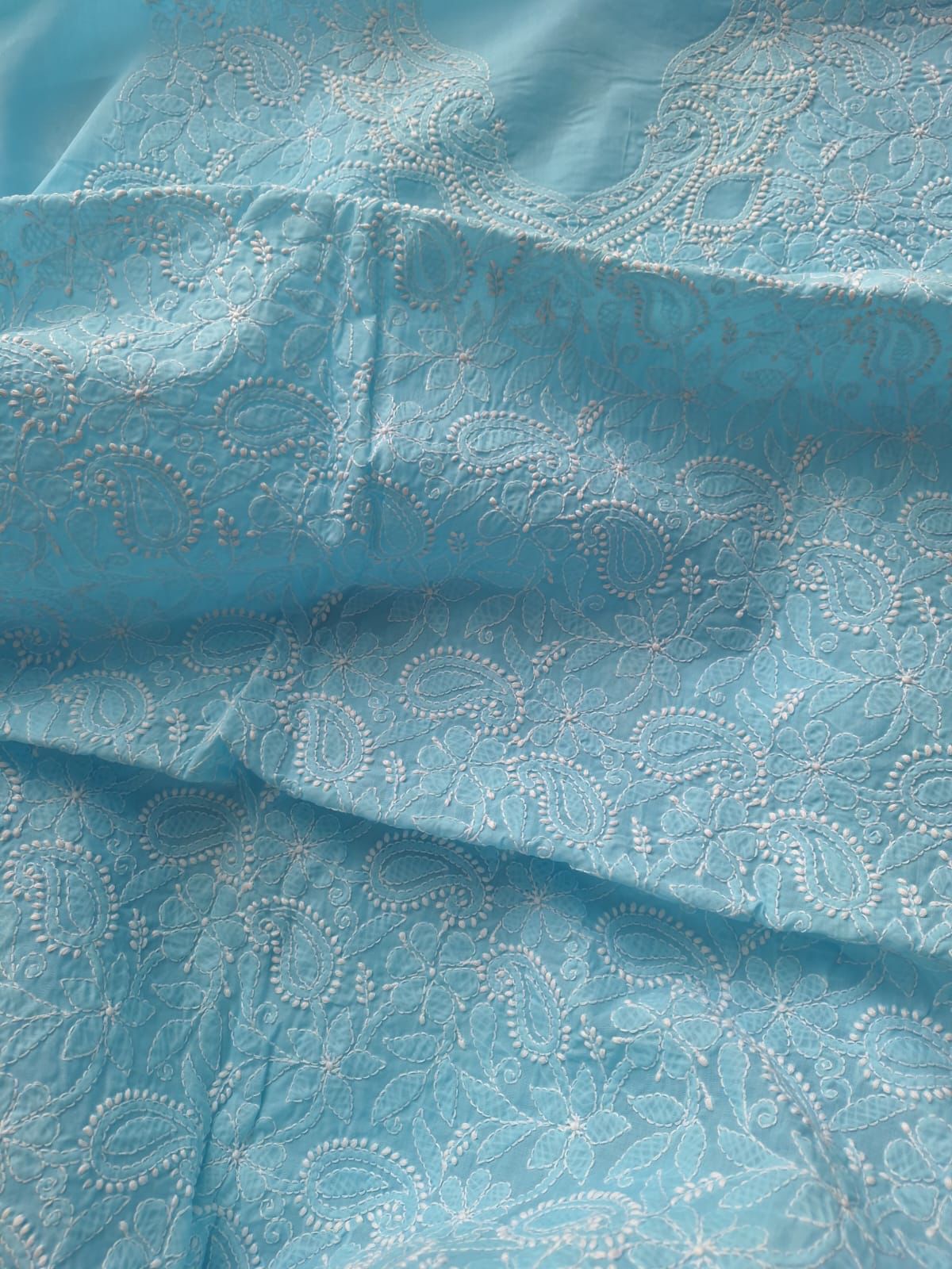 Sky Blue Hand embroidered Kurta Material