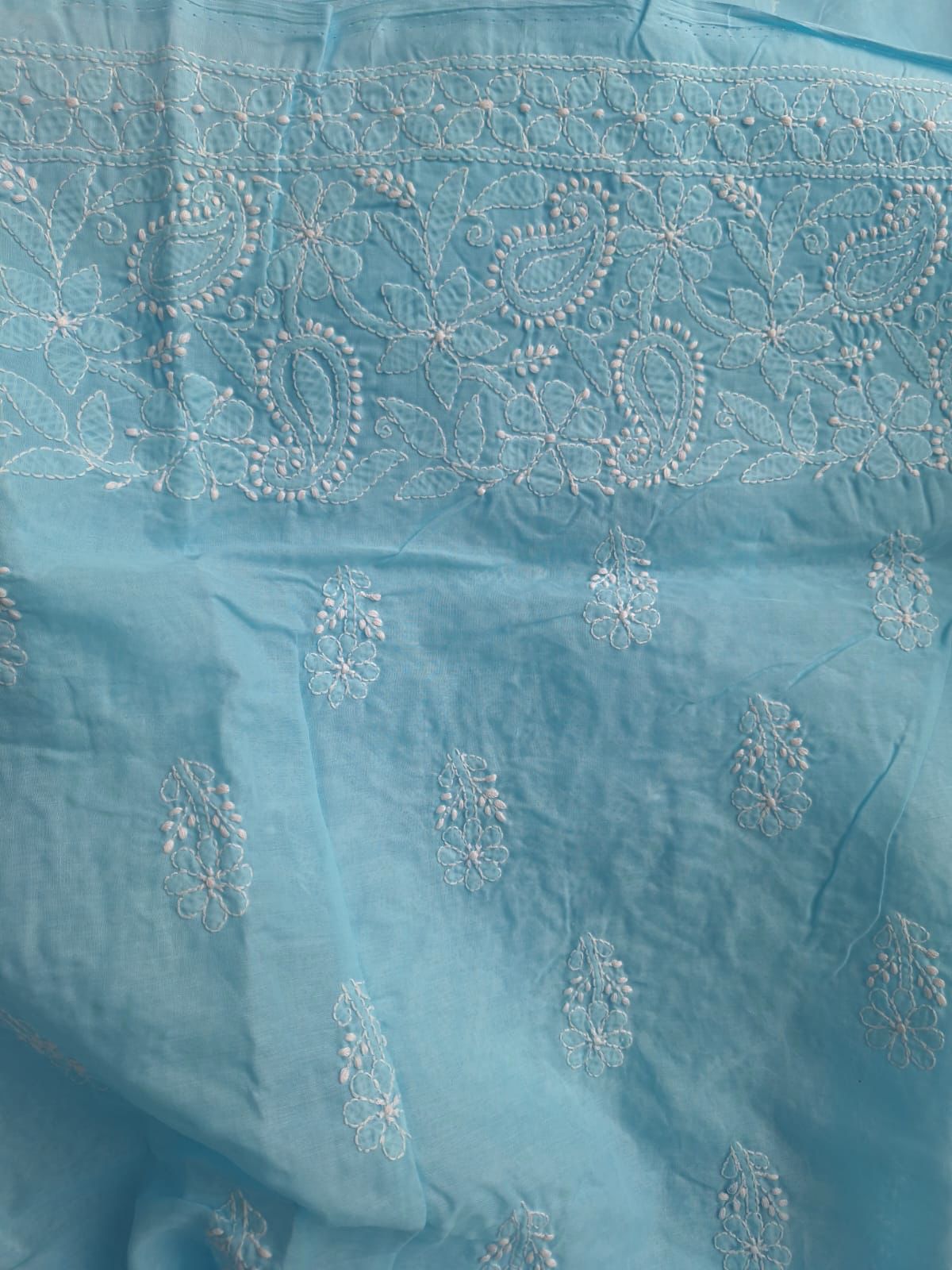 Sky Blue Hand embroidered Kurta Material
