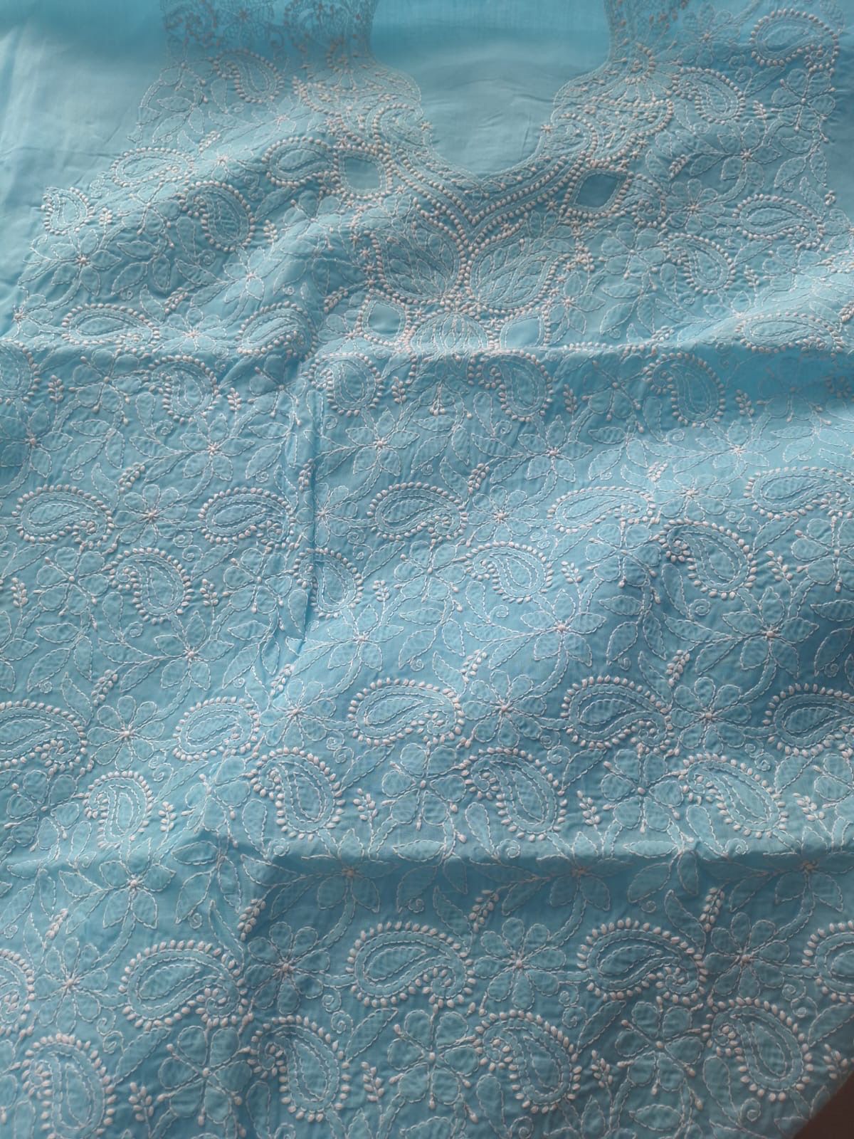 Sky Blue Hand embroidered Kurta Material