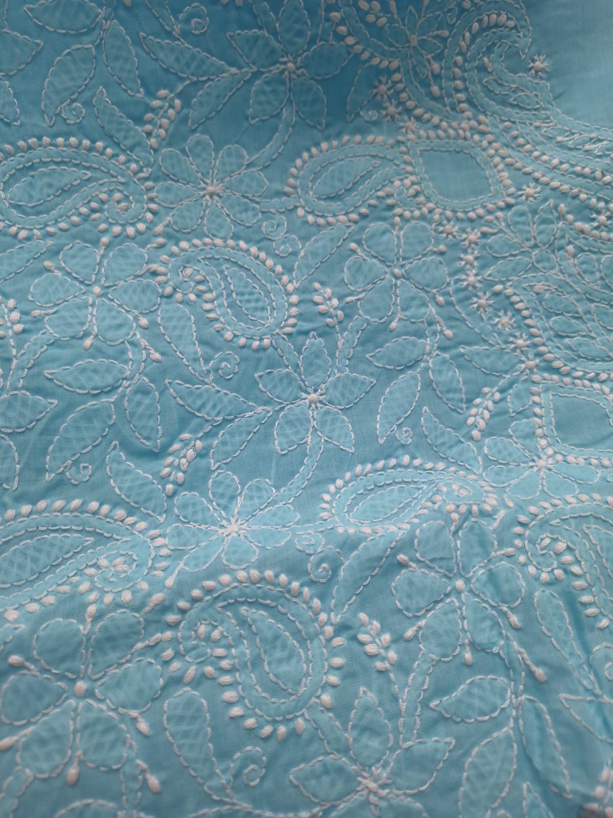 Sky Blue Hand embroidered Kurta Material