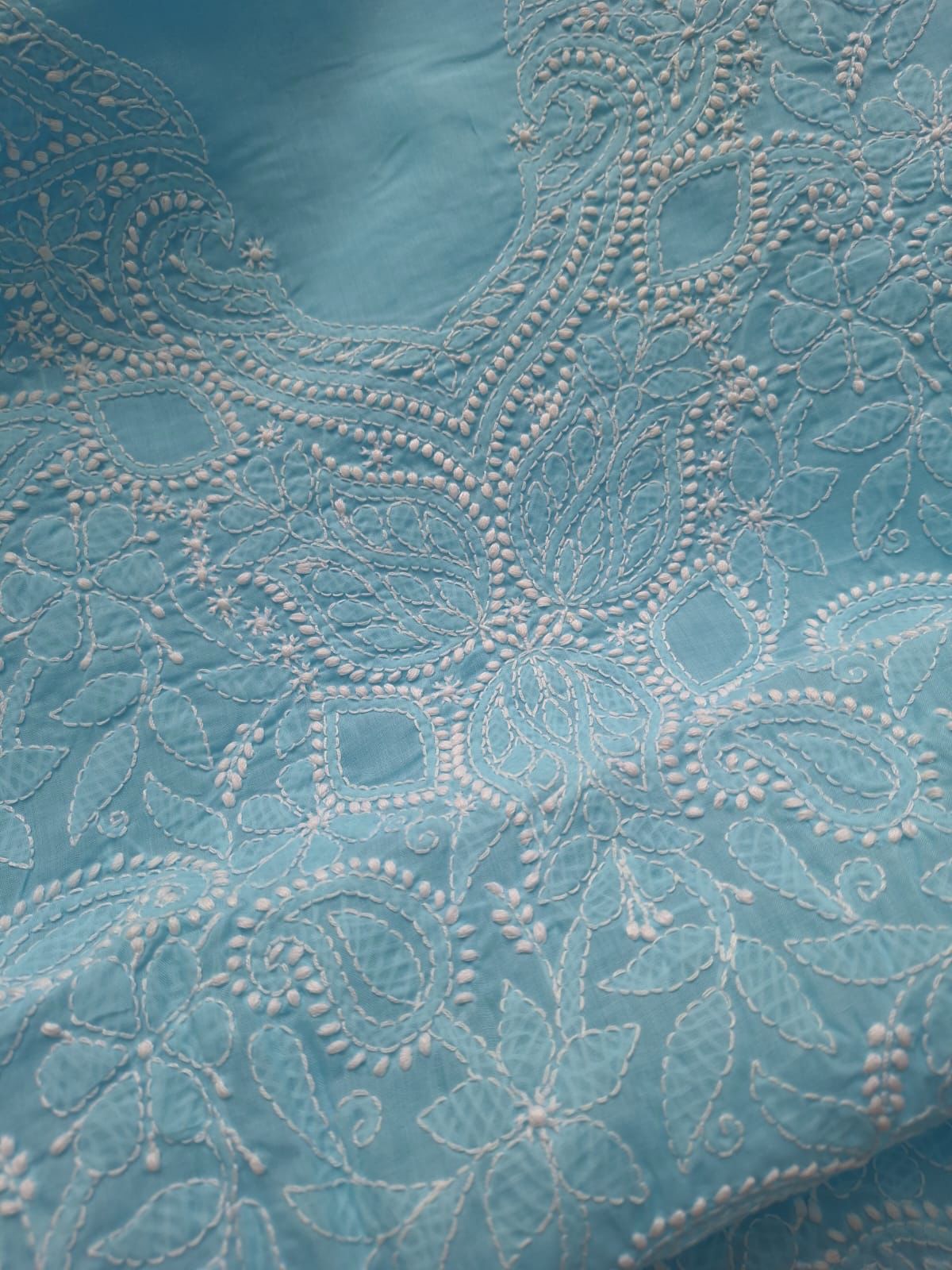 Sky Blue Hand embroidered Kurta Material