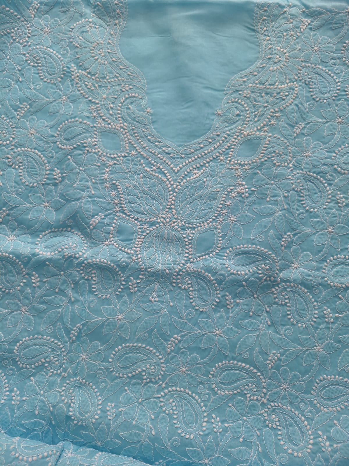 Sky Blue Hand embroidered Kurta Material