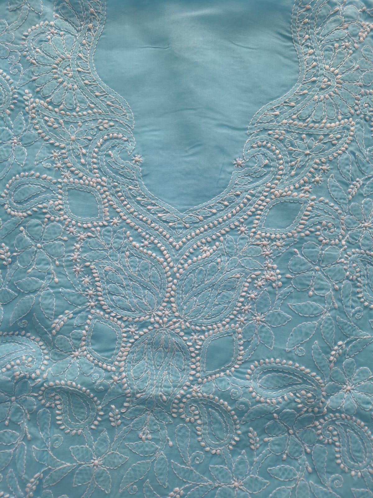 Sky Blue Hand embroidered Kurta Material