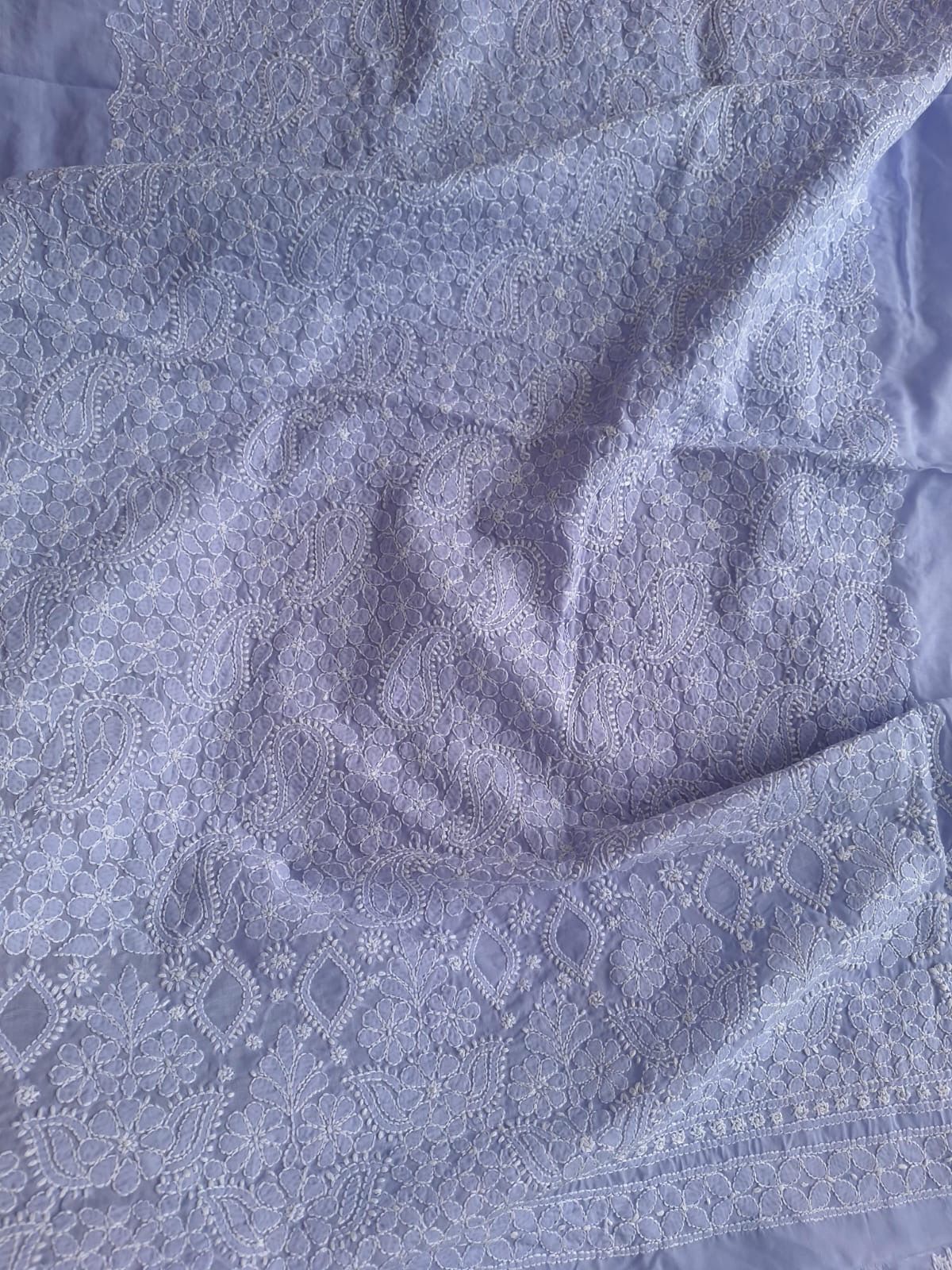 Lavender Hand Embroidered Kurta Fabric