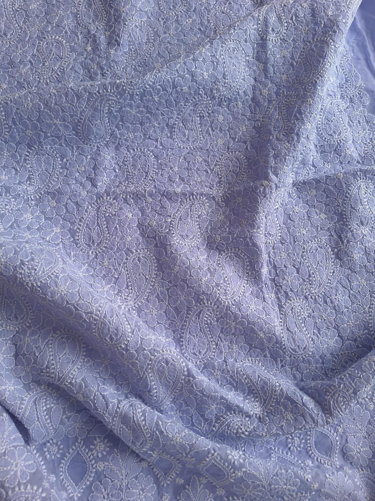 Lavender Hand Embroidered Kurta Fabric