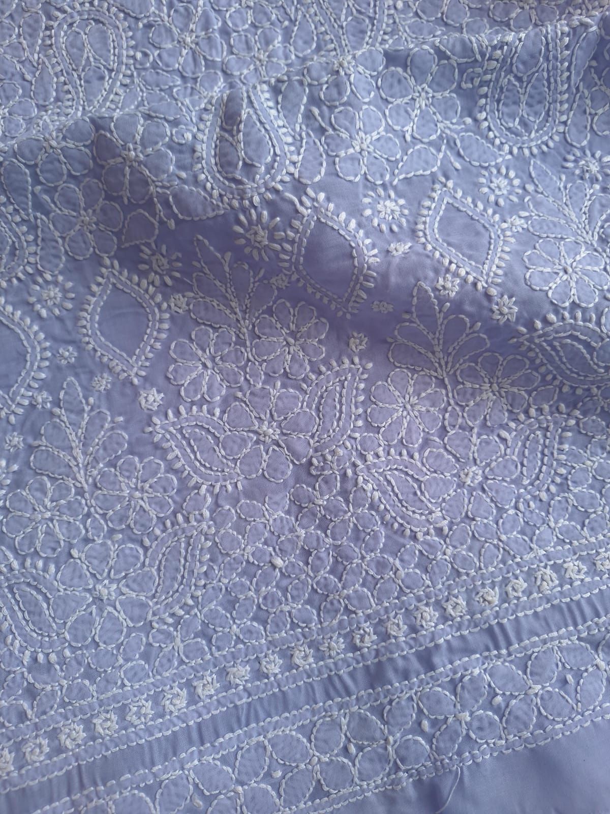 Lavender Hand Embroidered Kurta Fabric