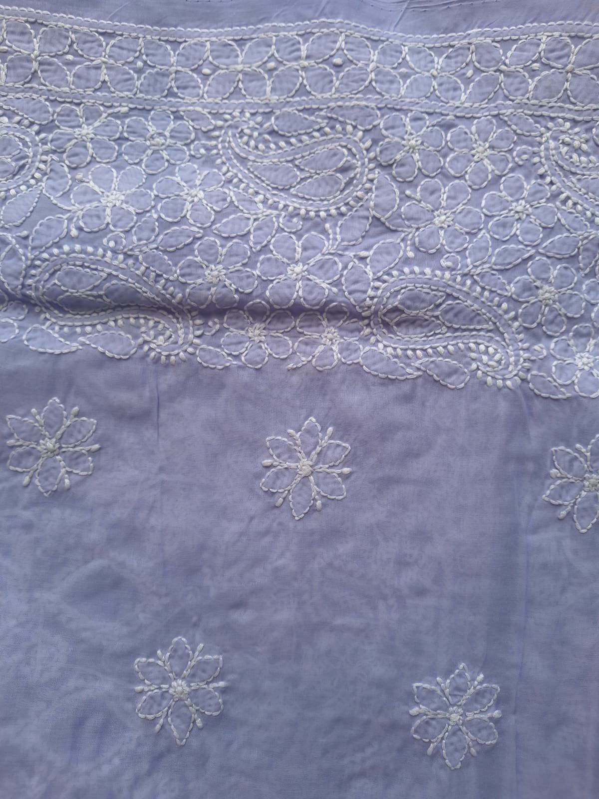 Lavender Hand Embroidered Kurta Fabric