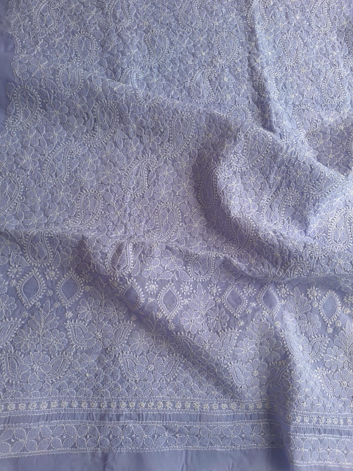 Lavender Hand Embroidered Kurta Fabric