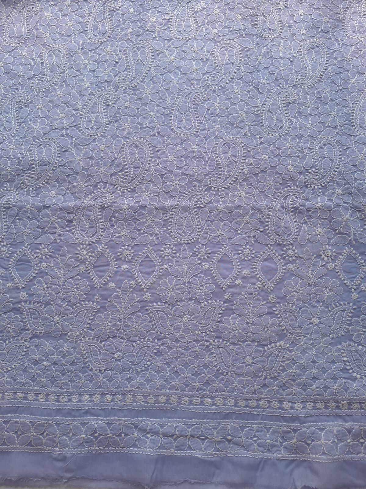 Lavender Hand Embroidered Kurta Fabric
