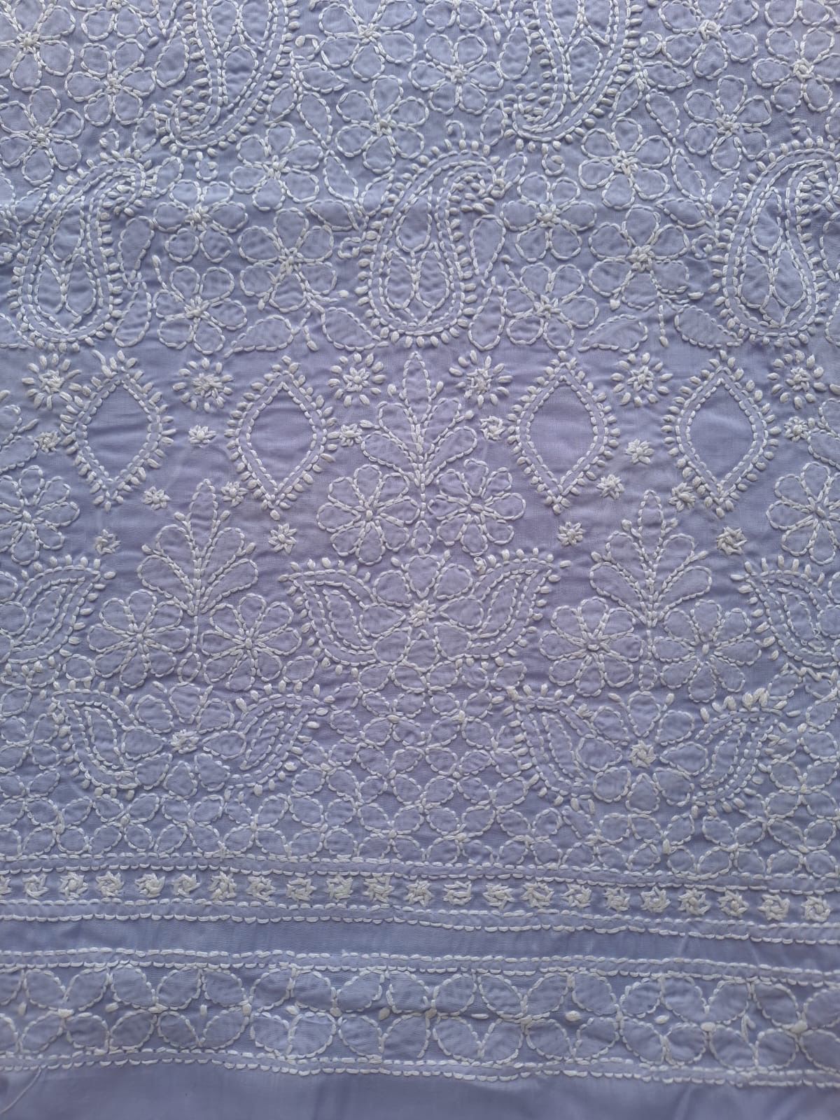 Lavender Hand Embroidered Kurta Fabric
