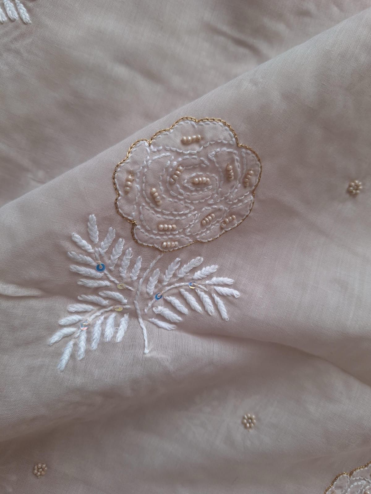 Beige Parsi Neckline Embroidered Kurta